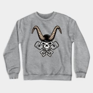 Skull with horns and crossed pistons illustration Crewneck Sweatshirt